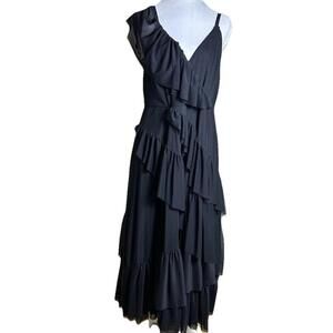 Torrid Dress Tiered Ruffled Black Whimsigoth Fairy dance Asymmetrical Party sz L